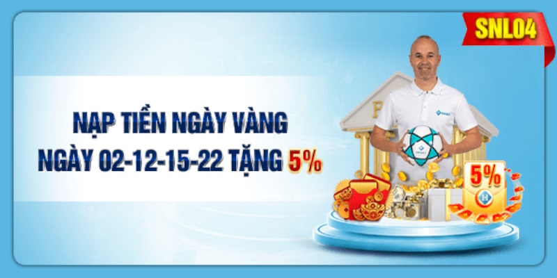 Khuyến mãi SHBET 5% nạp tiền ngày vàng